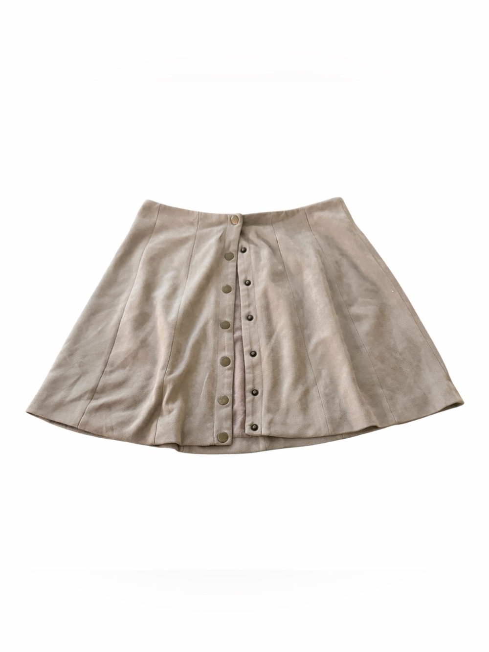 Altar’d State Light Brown Front Snap Faux Suede Mini Skirt Size S